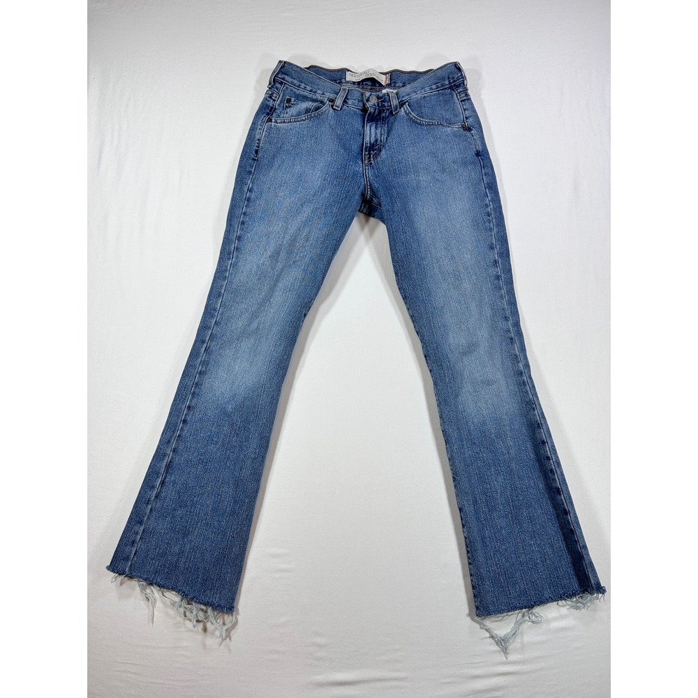 Levis 515 Nouveau Bootcut Jeans Blue Denim Frayed Raw Hem Size 4 M Womens